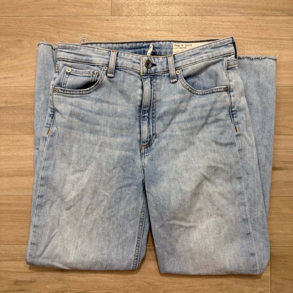 rag & bone nina high rise ankle cigarette jeans size 27 light wash distressed